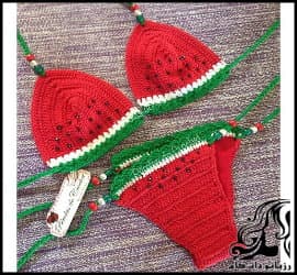 بافتنی و آموزش بافت ست بیکینی یلدایی - crochet20watermelon20bikini20top 01 1