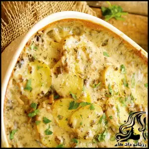 پای همبرگری با سس قارچ غذایی سریع برای افطار - fast20food20hamburger20pie20with20mushroom20sauce20for20breakfast 01