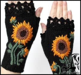 بافتنی و آموزش بافت دستکش گلدوزی شده - knitted20Embroidered20gloves20tutorial 01