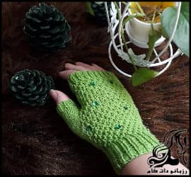 بافتنی و آموزش بافت دستکش دخترانه بدون انگشت - knitted20Fingerless20gloves20for20girls20tutorial 08