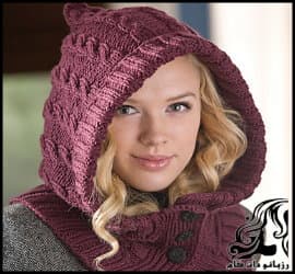 بافتنی و آموزش بافت شال کلاه دار زنانه - knitted20Hat20scarf20tutorial 07