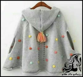 بافتنی و آموزش بافت شنل کلاه دار جلو باز - knitted20Open20front20hooded20cape20tutorial 01