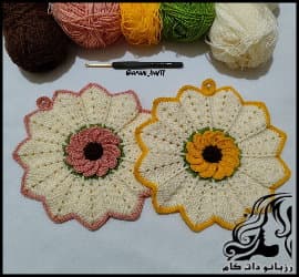 بافتنی و آموزش بافت دستگیره آفتابگردان - knitted20Sunflower20shaped20handle20tutorial 01
