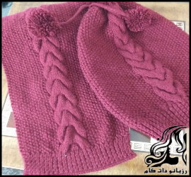 آموزش بافت شال و کلاه زنانه مدل پیچ دوقلو و دانه اناری - knitted20Twin20screw20and20pomegranate20seed20model20tutorial 01