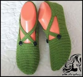 بافتنی و آموزش گام به گام بافت پاپوش زنانه دکمه دار - knitted20Womens20clogs20tutorial 01