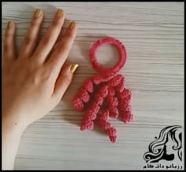 بافتنی و آموزش بافت کش مو مدل شرّابه - knitted20freshet20Water20hair20clip20tutorial 01