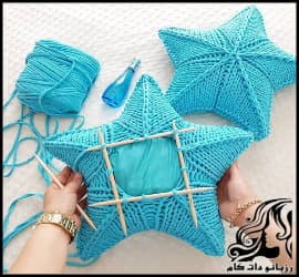 آموزش بافت کوسن ستاره به همراه فیلم - knitted20star20cushion20tutorial 03