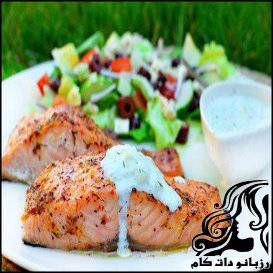 سالمون سرخ شده با ماست معطر - rozbano 21 1 2