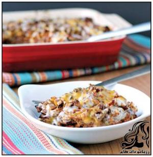 کاسرول برنج و گوشت با سس سالسا - rozbano 315 15