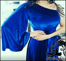 آموزش دوخت لباس مجلسی آبی رنگ - rozbano 394 13