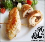 طرز تهیه رولت مرغ و قارچ پنیری - rozbano 87 1 1