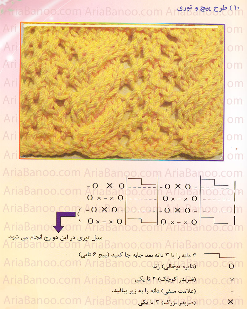آموزش رایگان بافت طرح پیچ و توری