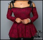 لباس مجلسی کوتاه زنانه شانه بلند و آستین توری - shoulder20long20sleeve20lace20blouse 11