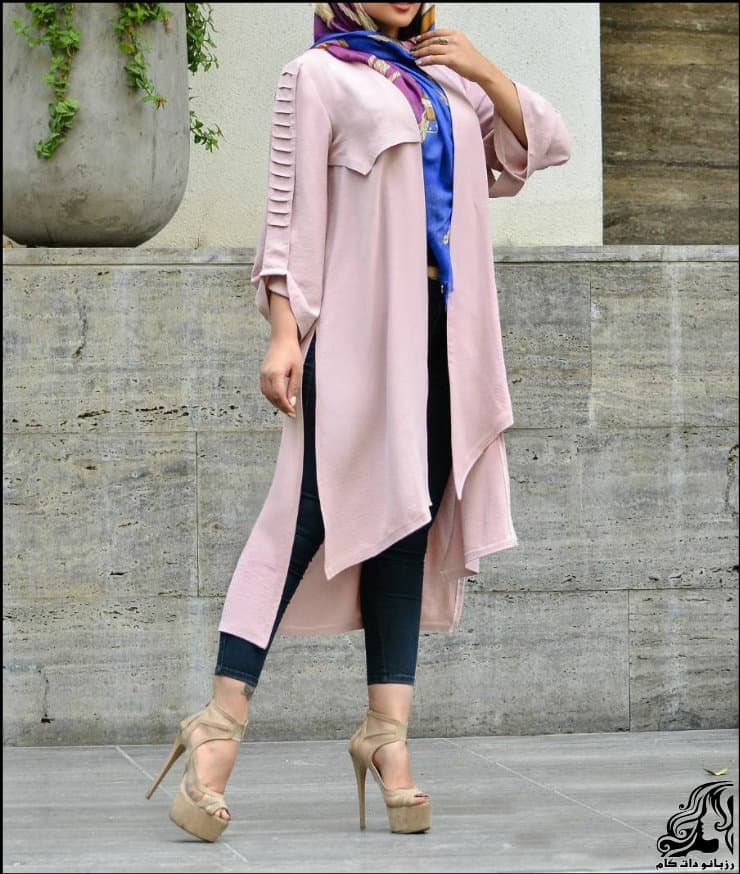 مدل مانتو جلو باز پشت بلند زنانه