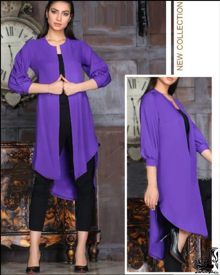 مدل مانتوی جلو باز ساده و پشت بلند زنانه