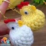 بافت سرکلیدی طرح مرغ فانتزی و بامزه