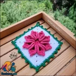 آموزش بافت دستگیره گل برجسته رنگی و زیبا