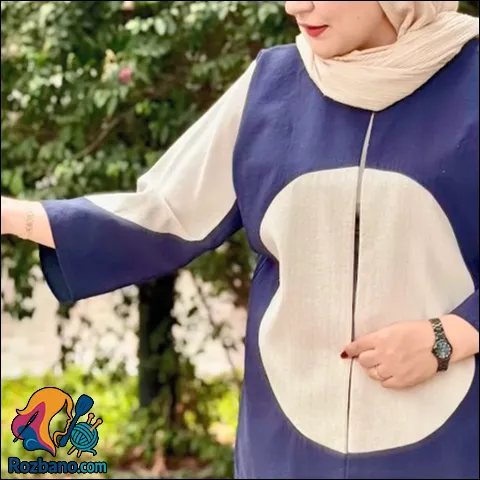 آموزش دوخت مانتو کتی دورنگ با الگوی ساده