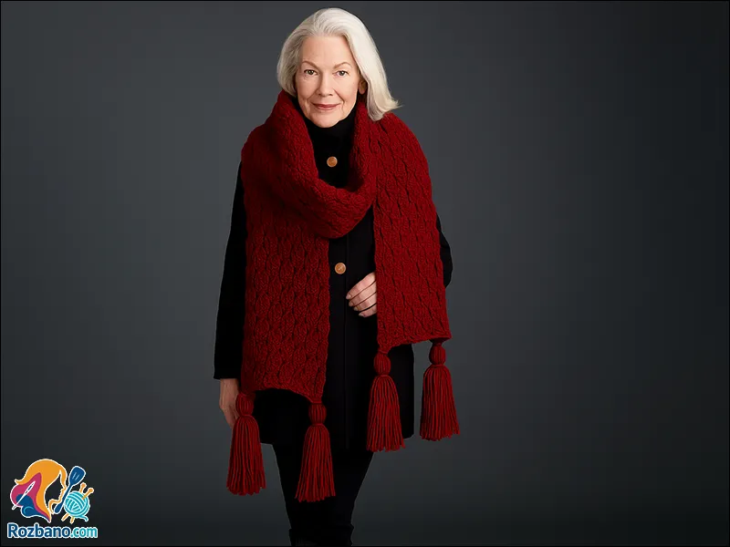 آموزش بافت شالگردن زنانه شطرنجی ساده و زیبا