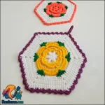 آموزش دستگیره گل قلاب بافی ساده و زیبا برای آشپزخانه