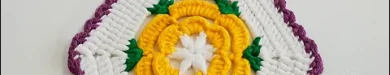 آموزش دستگیره گل قلاب بافی ساده و زیبا برای آشپزخانه