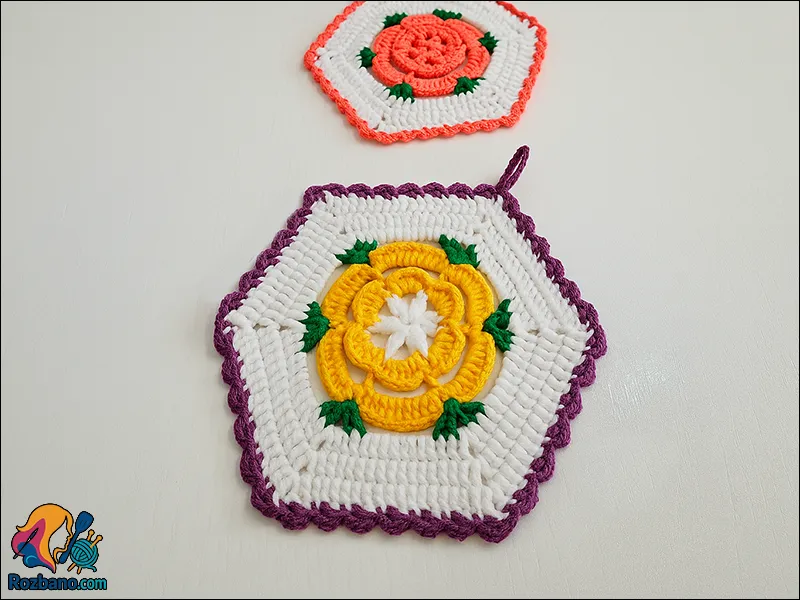 آموزش رایگان بافت دستگیره گل قلاب بافی برای آشپزخانه شیک