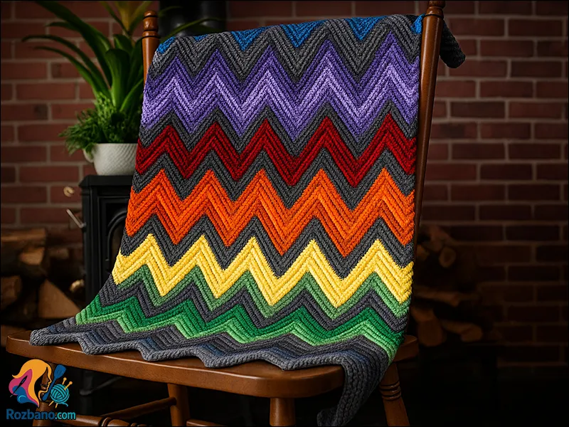 آموزش رایگان بافت پتو نوزادی زیگزاگ با قلاب