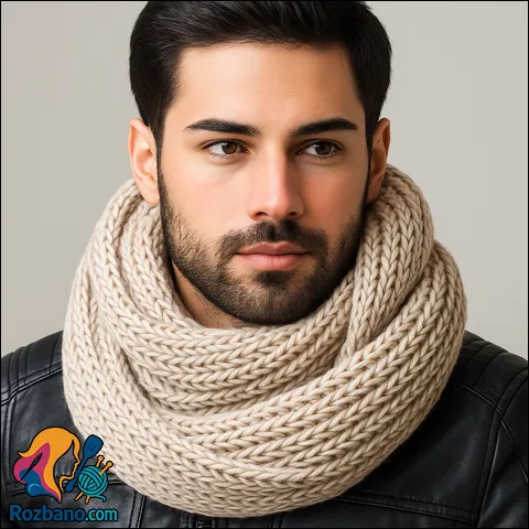 بافت شالگردن مردانه مدل تیغ ماهی ساده و رینگی