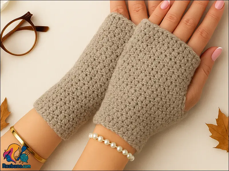 آموزش بافت دستکش زنانه با قلاب و کاموا