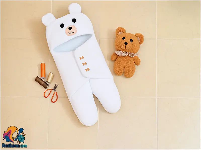 آموزش رایگان دوخت قنداق عروسکی به شکل خرس برای سیسمونی نوزاد