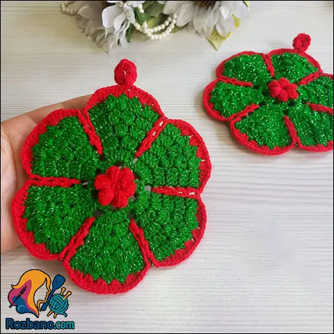 بافت دستگیره طرح گل با قلاب برای آشپزخانه