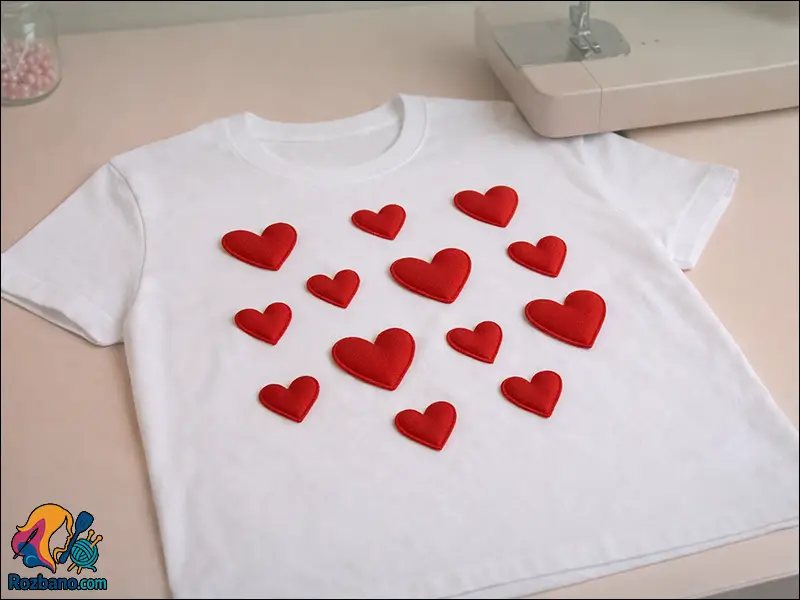 برجسته سازی لباس با طرح قلب مرحله به مرحله