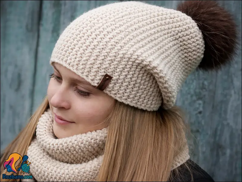 بافت ساده ترین شال و کلاه رینگی با بافت رکن