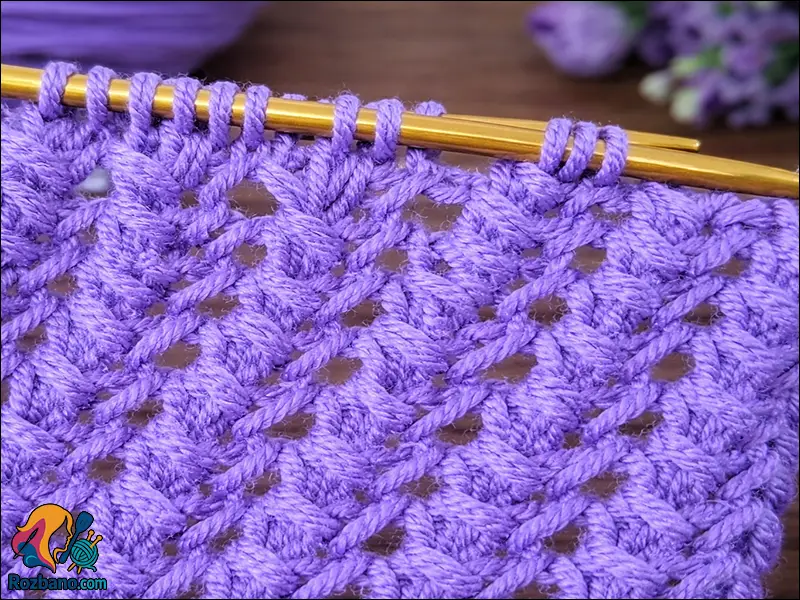 آموزش بافت پترن سه تایی شیک و برجسته با توضیح کامل رج به رج