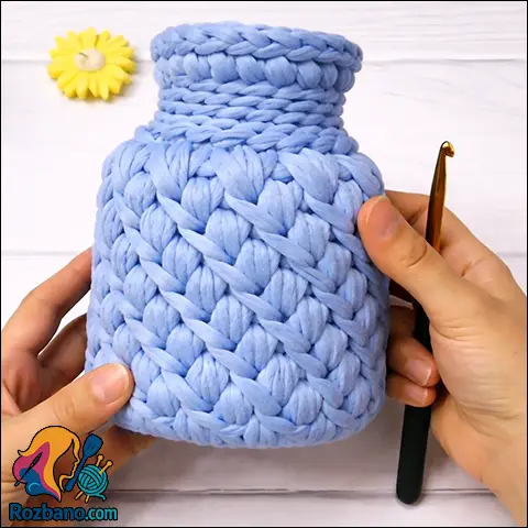 آموزش تریکوبافی گلدان تریکو مناسب کسب درآمد در خانه