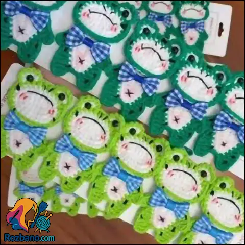 بافت گیره سر قورباغه ای فانتزی با قلاب بافی ساده