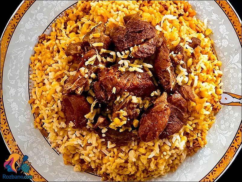 طرز تهیه لپه پلو مجلسی با گوشت چرخ کرده و زیره