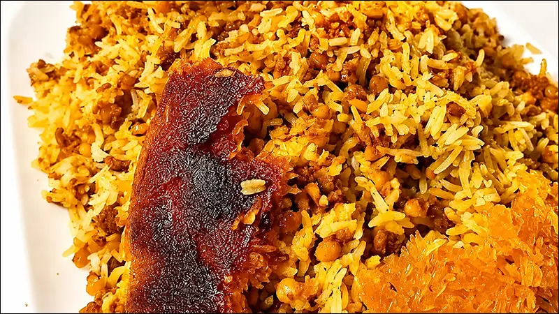 طرز تهیه لپه پلو کرمانی مجلسی با ته دیگ سیب زمینی