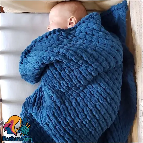 راهنمای صفر تا صد بافت پتو تریکو ساده برای سیسمونی