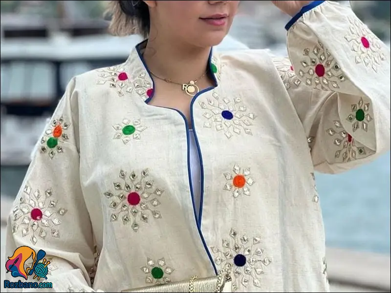 نقشه کشی الگوی دوخت یقه ستاره ای روی پارچه