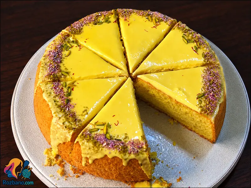کیک خشک کافه ای سنتی با تزئین گاناش بهار نارنج